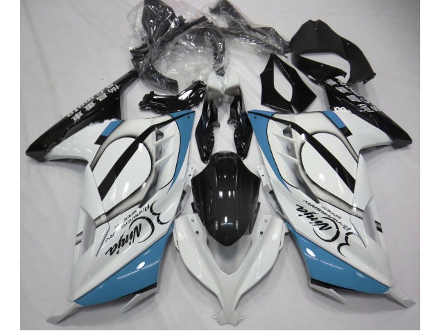 Blanc Brillant & Bleu Clair 2013-2018 Kawasaki Ninja 300 Carénage Moto Blanc Brillant & Bleu Clair 2013-2018 Kawasaki Ninja 300 Carénage Moto