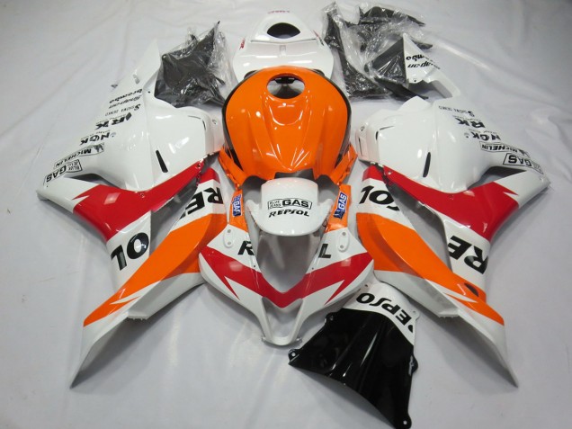 Blanc Rouge & Orange Repsol 2009-2012 Honda CBR600RR Carénage Moto