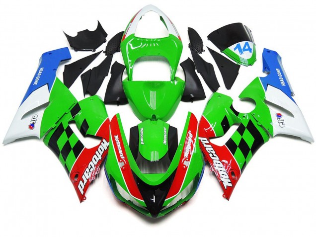 Chèque Multicolore 2005-2006 Kawasaki ZX6R Carénage Moto