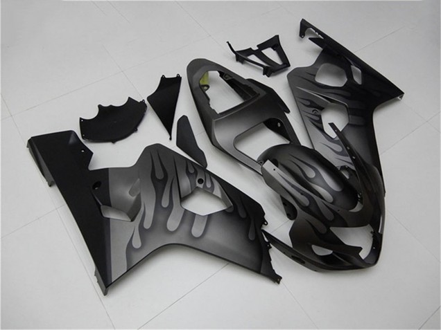 Carénages Moto Suzuki GSXR 600/750 2004-2005 - Gris Noir Flamme