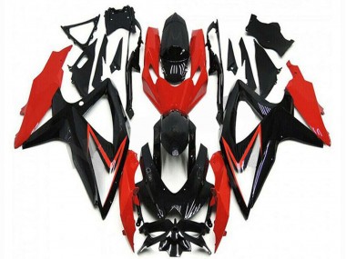 Carénages Moto Suzuki GSXR 600/750 2008-2010 - Rouge Noir Brillant Bande