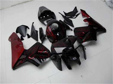 Kits Carénage Moto Honda CBR600RR 2005-2006 - Noir Brillant Rouge Flamme