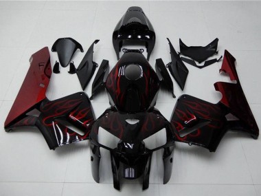 Kits Carénage Moto Honda CBR600RR 2005-2006 - Noir Brillant Rouge Flamme