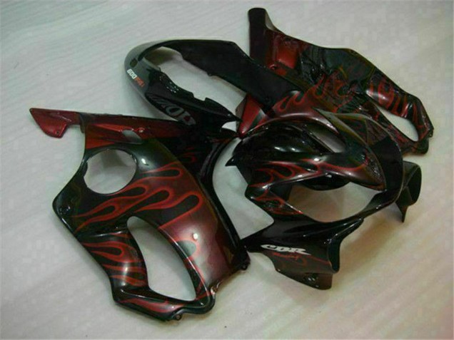 Carénages Moto Honda CBR600 F4i 2004-2007 - Noir Brillant Rouge Flamme