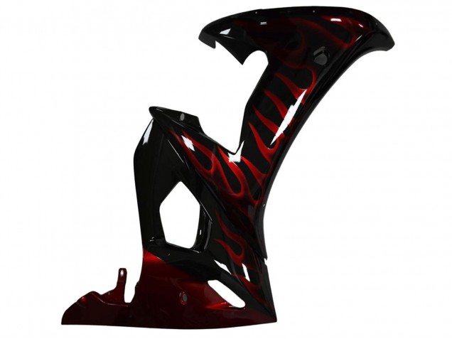 Carénage Moto Yamaha YZF R6 2003-2004 - Noir Brillant Rouge Flamme