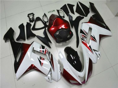 Carénages Moto Kawasaki ZX6R 2007-2008 - Blanc Noir Rouge