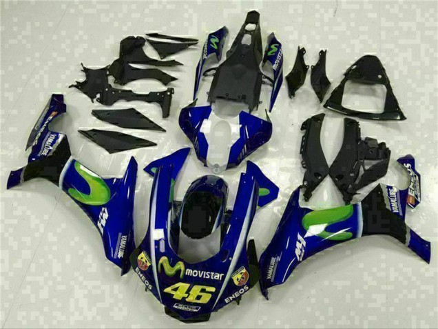 Carénages Moto Yamaha YZF R1 2015-2019 - Bleu Argent Noir Vert MoviStar