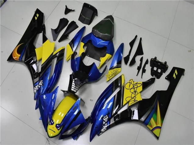 Carénages Moto Yamaha YZF R6 2006-2007 - Bleu Jaune Noir Brillant Requin