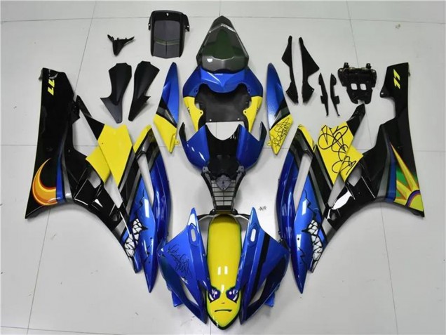 Carénages Moto Yamaha YZF R6 2006-2007 - Bleu Jaune Noir Brillant Requin