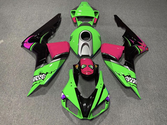 Carénages Moto Honda CBR1000RR 2006-2007 - Vert Argent Rose Noir Brillant Requin