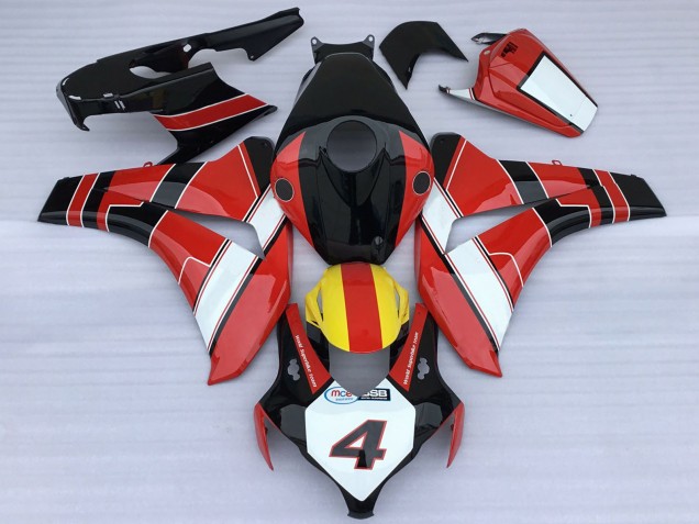 Carénages Moto Honda CBR1000RR 2008-2011 - Rouge Blanc Jaune Noir Brillant Courses Style