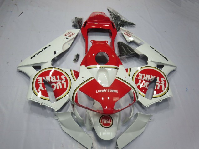 Carénages Moto Honda CBR600RR 2003-2004 - Blanc Rouge Lucky Strike