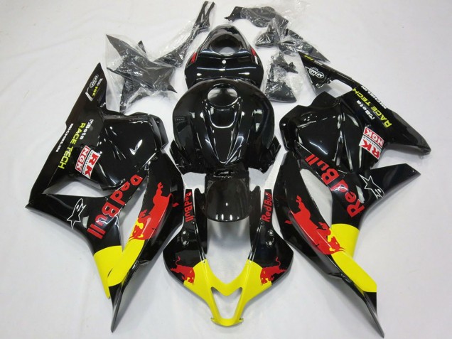 Carénages Moto Honda CBR600RR 2009-2012 - Noir Brillant Jaune Red Bull