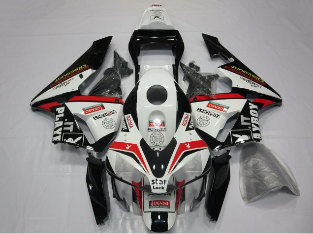 Carénages Moto Honda CBR600RR 2003-2004 - Blanc Rouge Noir Brillant Playboy