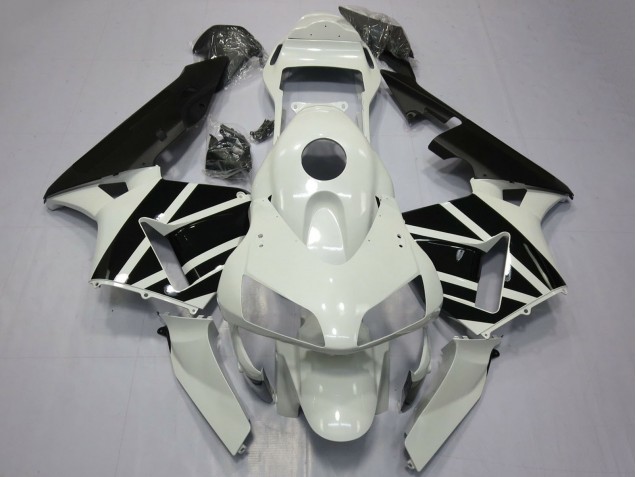 Carénages Moto Honda CBR600RR 2003-2004 - Blanc Noir Brillant OEM Style