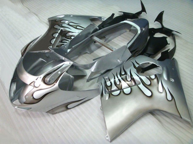 Carénages Moto Honda CBR1100XX Blackbird 1996-2007 - Argent Noir Flamme