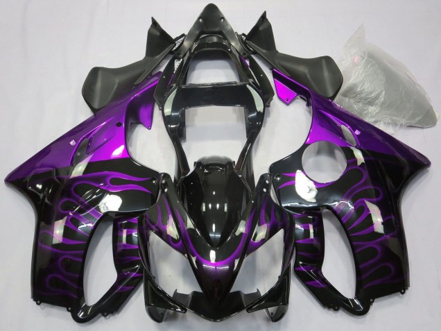 Carénages Moto Honda CBR600 F4i 2001-2003 - Noir Brillant Violet Flamme