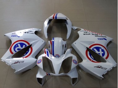 Carénages Moto Honda VFR 800 2002-2013 - Blanc Bleu Rouge Personnalisé R