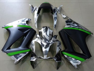 Carénages Moto Honda VFR 800 2002-2013 - Gris Camouflage Vert Noir Mat