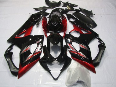 Carénages Moto Suzuki GSXR 1000 2005-2006 - Noir Brillant Rouge Flare