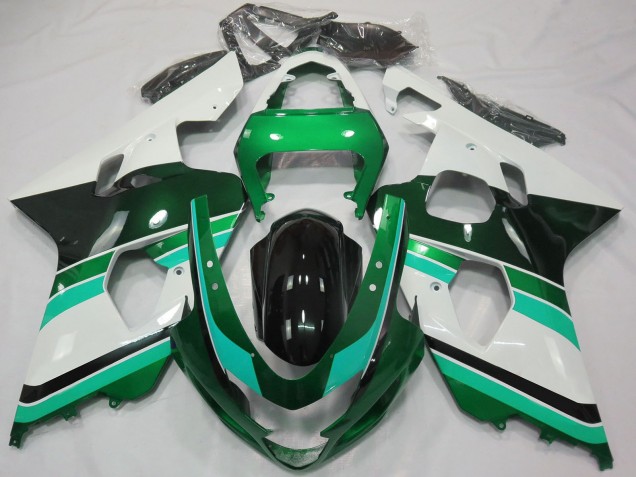 Carénages Moto Suzuki GSXR 600 / GSXR 750 2004-2005 - Vert Brillant Vert Blanc