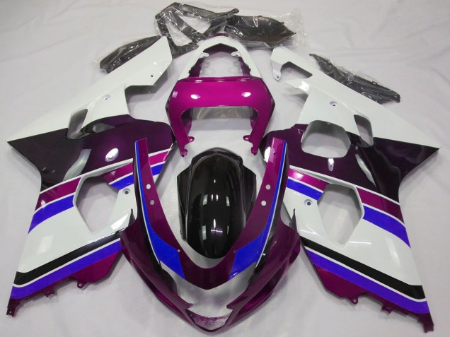 Carénages Moto Suzuki GSXR 600 / GSXR 750 2004-2005 - Blanc Rose Bleu Noir Brillant