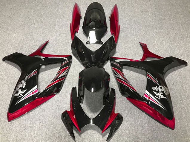 Carénage Moto Suzuki GSXR 600 / GSXR 750 2006-2007 - Rouge Noir Brillant