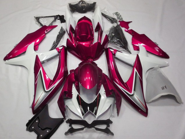 Carénages Moto Suzuki GSXR 600 / GSXR 750 2008-2010 - Blanc Rouge Argent Noir