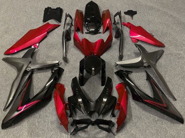 Carénages Moto Suzuki GSXR 600 / GSXR 750 2008-2010 - Rouge Noir Brillant Noir Mat