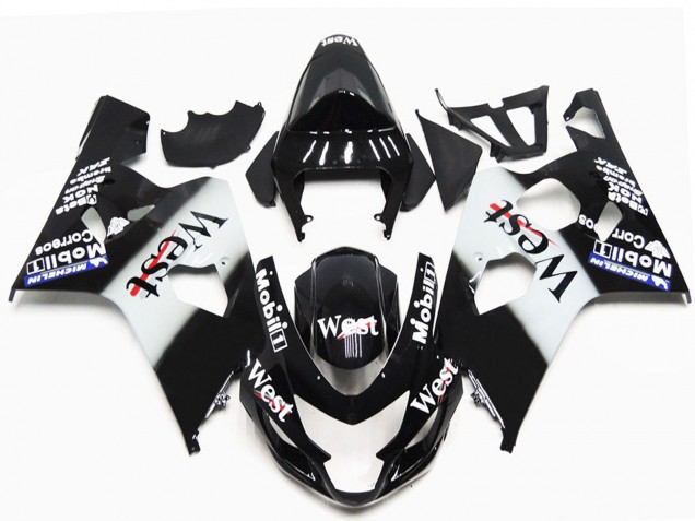 Carénages Moto Suzuki GSXR 600 / GSXR 750 2004-2005 - Noir Brillant Blanc West OEM Style