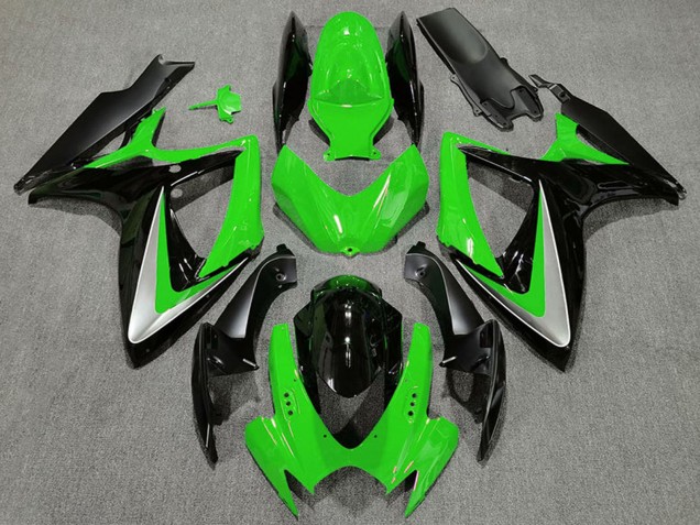Carénages Moto Suzuki GSXR 600 / GSXR 750 2006-2007 - Vert Argent Noir Brillant OEM Style