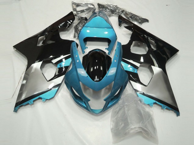Carénages Moto Suzuki GSXR 600 / GSXR 750 2004-2005 - Bleu Clair Argent Noir Brillant