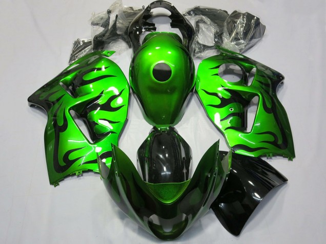 Carénage Moto Suzuki GSXR 1300 1996-2007 - Vert Noir Flamme
