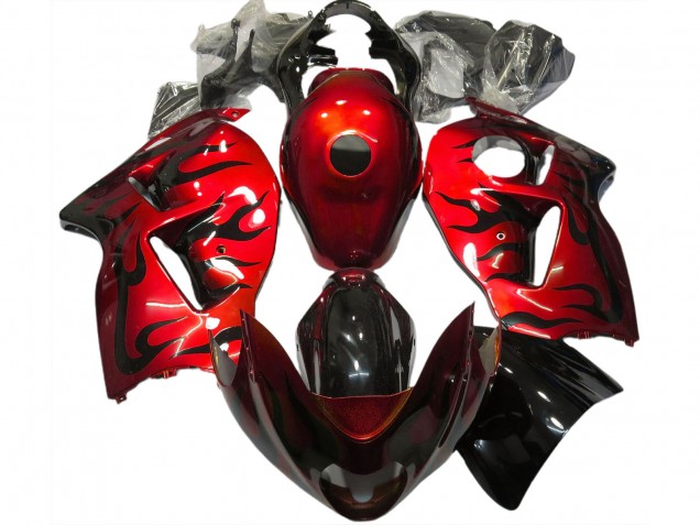 Carénages Moto Suzuki GSXR 1300 1996-2007 - Rouge Noir Flamme