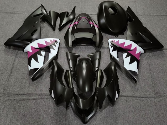 Carénages Moto Kawasaki ZX10R 2004-2005 - Noir Mat Rose Requin