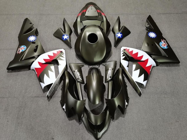 Carénages Moto Kawasaki ZX10R 2004-2005 - Vert Militaire Requin