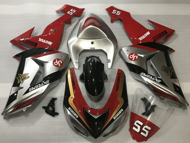 Carénages Moto Kawasaki ZX10R 2006-2007 - Rouge Argent Or Noir