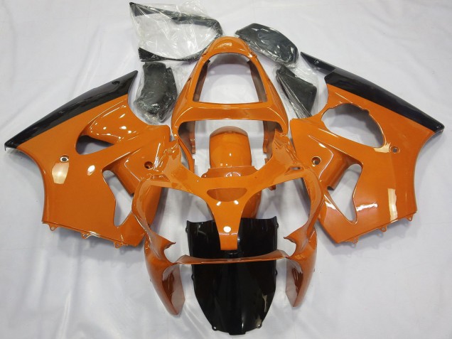 Carénages Moto Kawasaki ZX6R 2000-2002 - Orange Noir Brillant