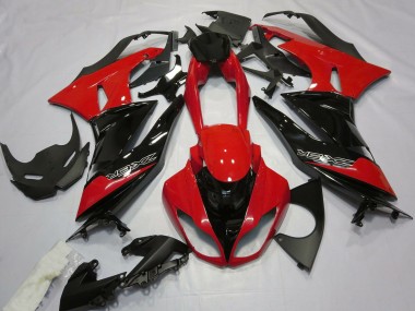 Carénages Moto Kawasaki ZX6R 2009-2012 - Rouge Noir Brillant