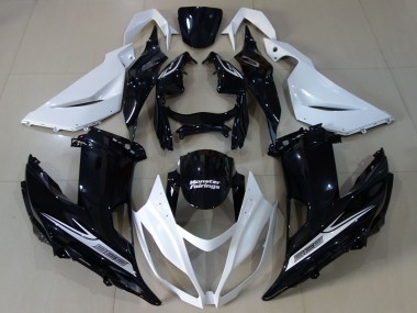 Carénage Moto Kawasaki ZX6R 2013-2018 - Blanc Noir Brillant