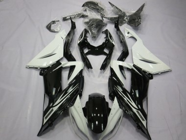 Carénages Moto Kawasaki ZX6R 2013-2018 - Blanc Noir Brillant