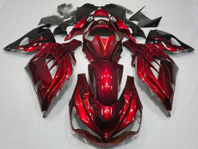 Carénage Moto Kawasaki ZX14R 2012-2024 - Rouge Noir Brillant