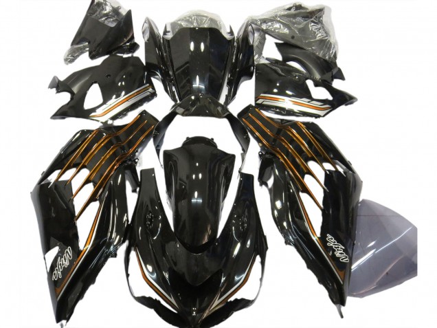 Carénages Moto Kawasaki ZX14R 2012-2024 - Noir Brillant Orange
