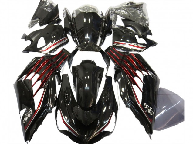 Carénages Moto Kawasaki ZX14R ZZR1400 2012-2024 - Noir Brillant Rouge