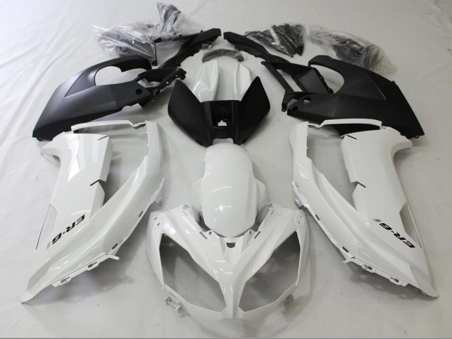 Carénages Moto Kawasaki Ninja ER6F 2009-2011 - Blanc Brillant Noir Mat