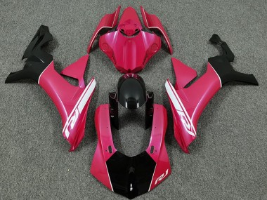 Carénages Moto Yamaha R1 2015-2019 - Rose Vif Blanc Noir Brillant