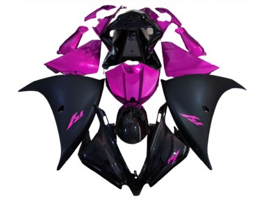 Carénages Moto Yamaha R1 2012-2014 - Noir Brillant Noir Mat Rose