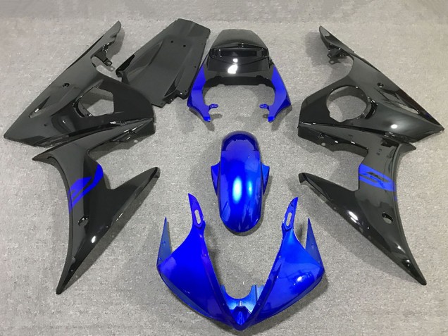 Carénages Moto Yamaha R6 2003-2004 - Bleu Noir Brillant