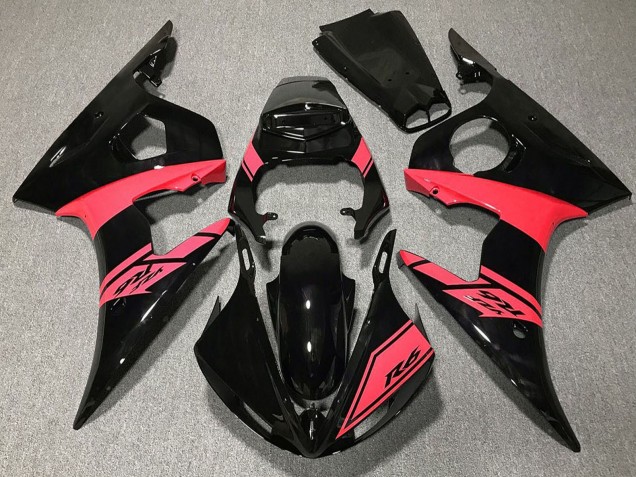 Carénages Moto Yamaha R6 2003-2004 - Noir Brillant Rose