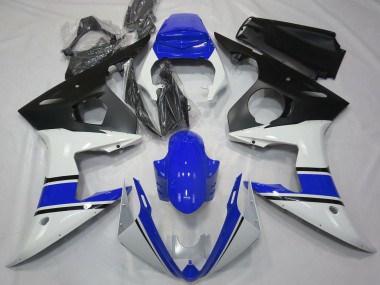 Carénages Moto Yamaha R6 2003-2004 - Blanc Bleu Noir Mat